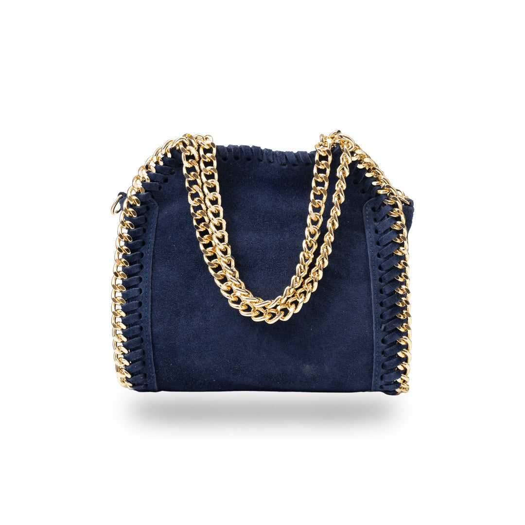 Borsa da donna in vera pelle blu scuro Ilona