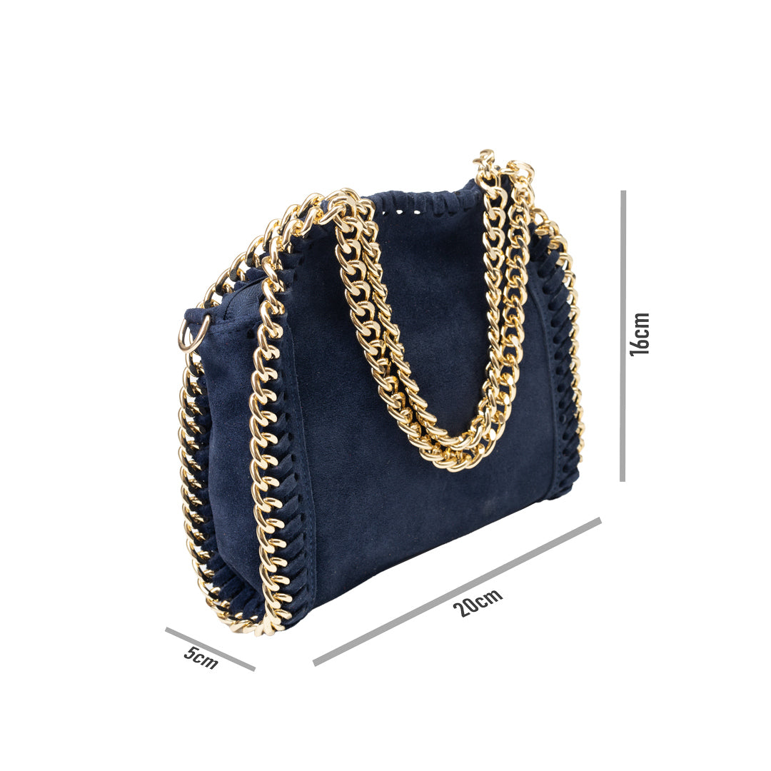 Borsa da donna in vera pelle blu scuro Ilona