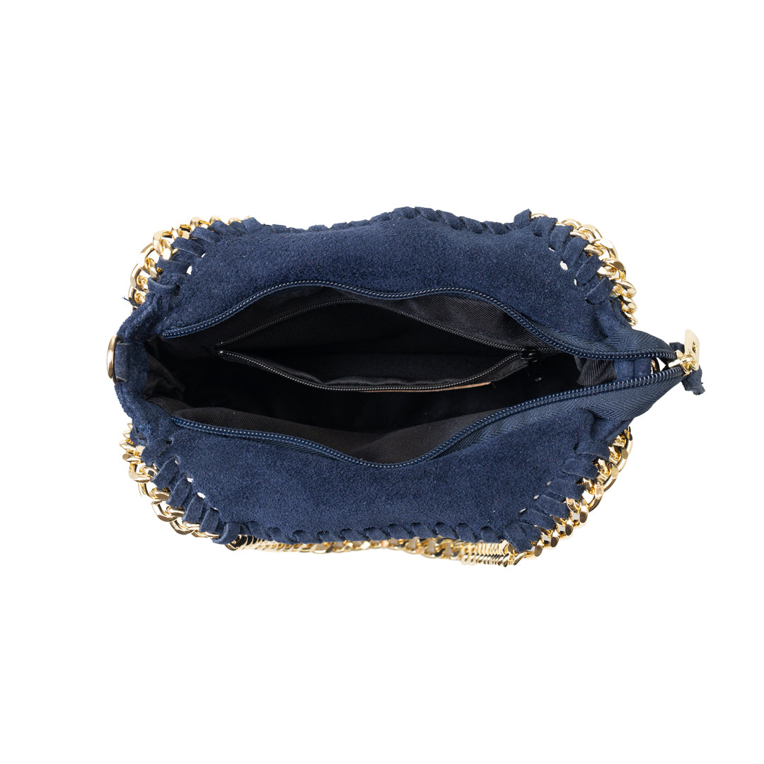 Borsa da donna in vera pelle blu scuro Ilona