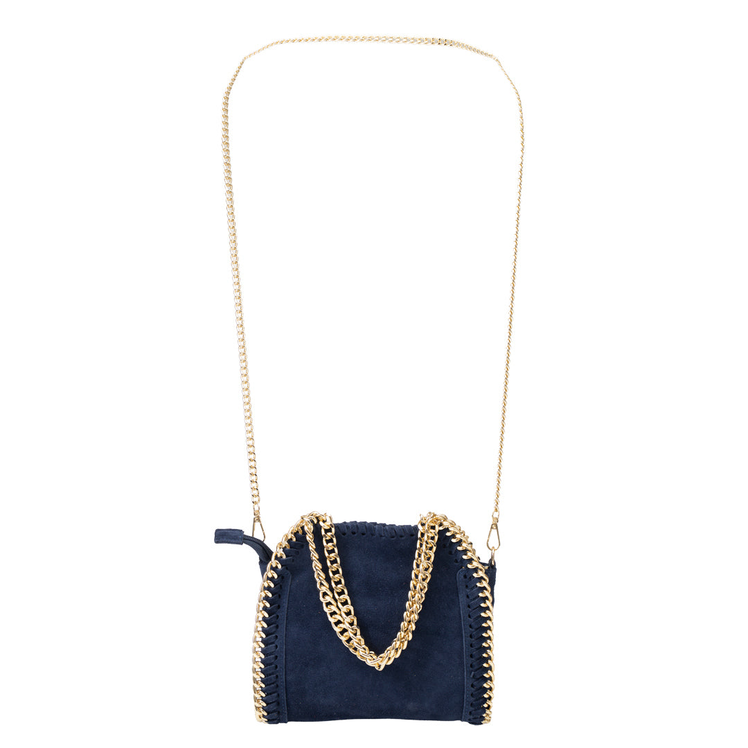 Borsa da donna in vera pelle blu scuro Ilona