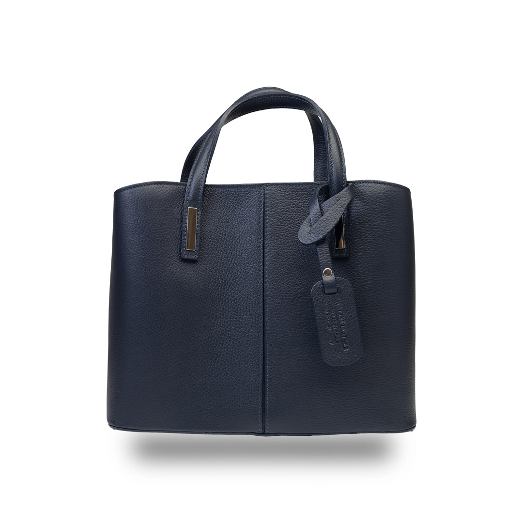 Borsa da donna in vera pelle blu scuro Mara