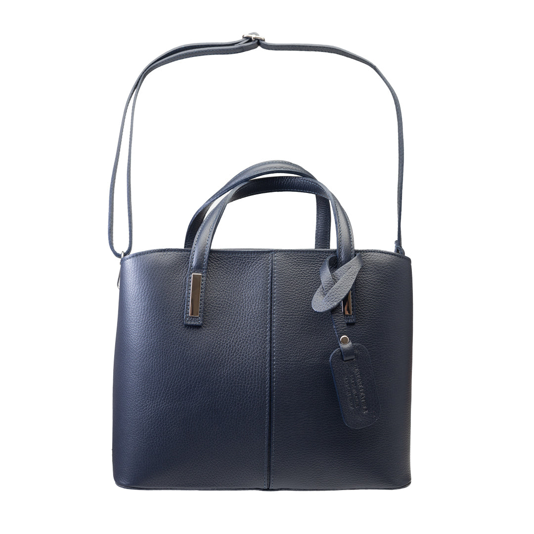 Borsa da donna in vera pelle blu scuro Mara