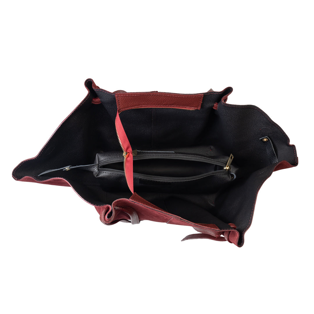 Borsa da donna in pelle naturale bordeaux Alice