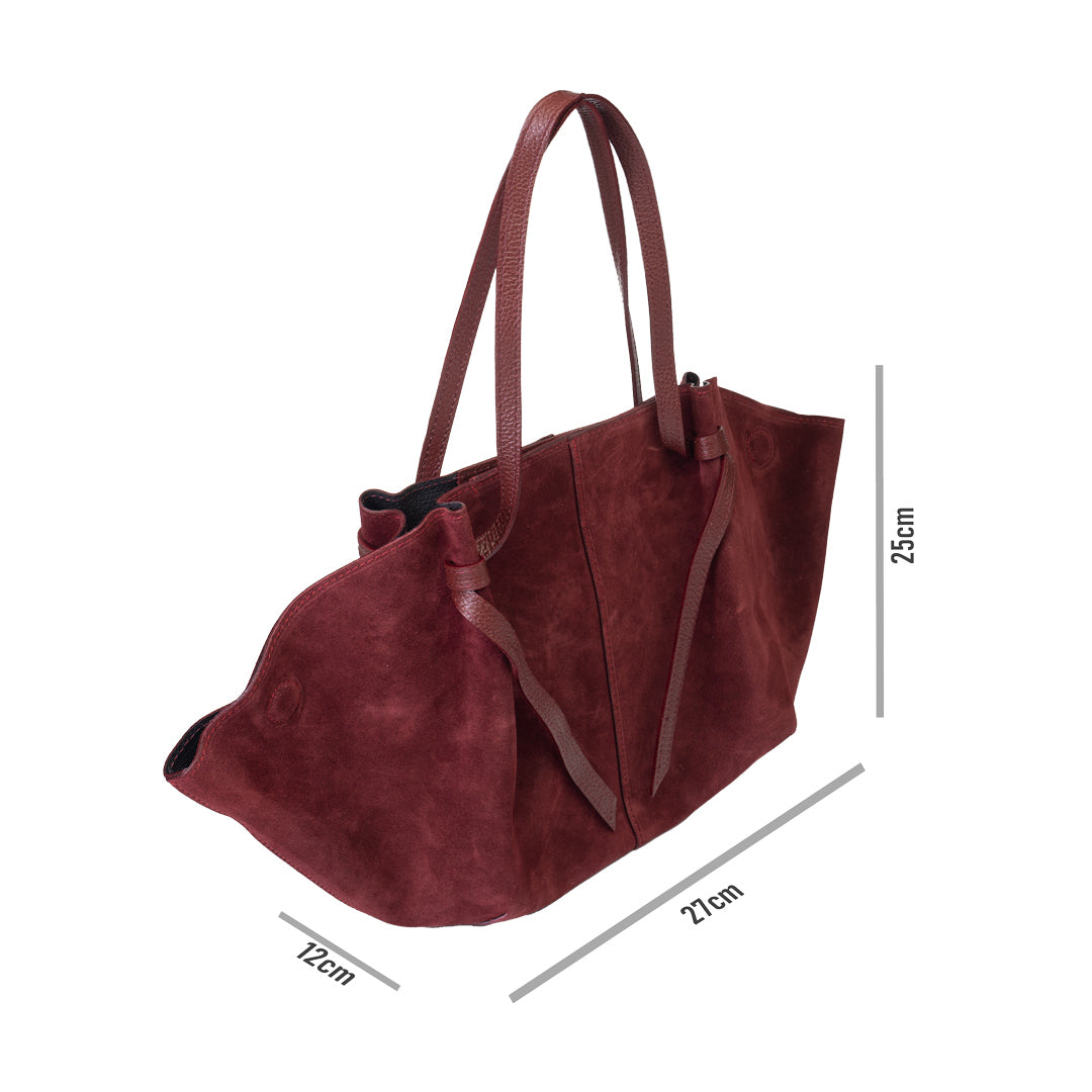 Damenhandtasche aus echtem bordeauxrotem Leder Alice