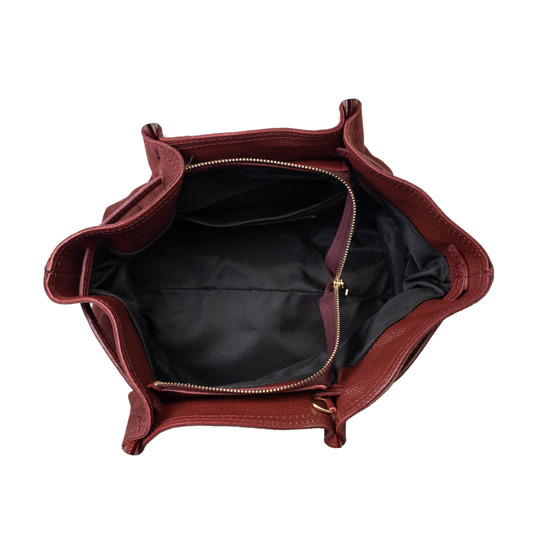 Damenhandtasche aus echtem Leder in Bordeaux Elena
