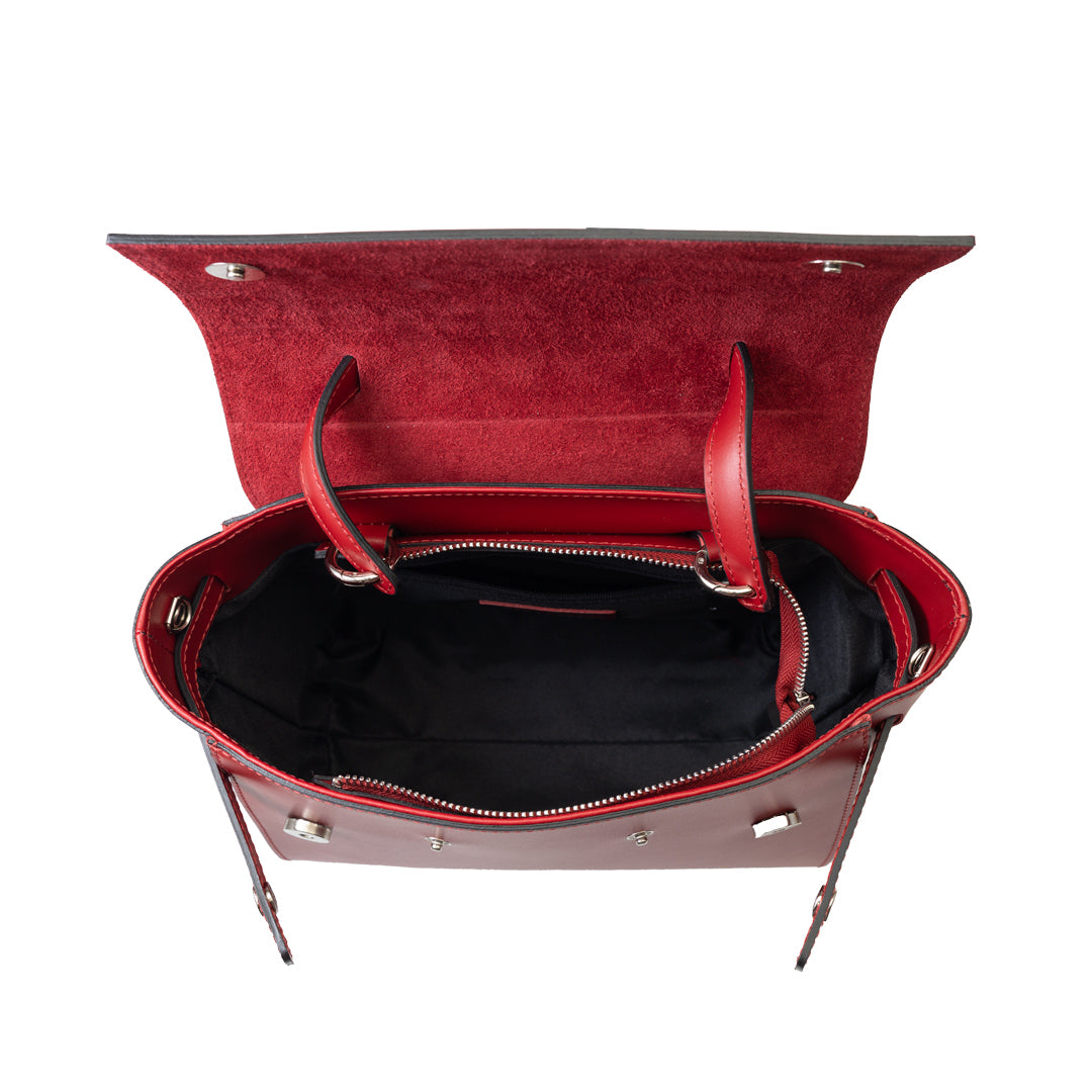 Sac à main pour femme en cuir véritable bordeaux Erika