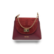 Damenhandtasche aus Naturwildleder, Bordeaux Raisa