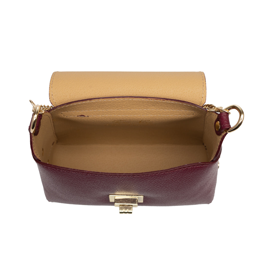 Damenhandtasche aus Naturwildleder, Bordeaux Raisa