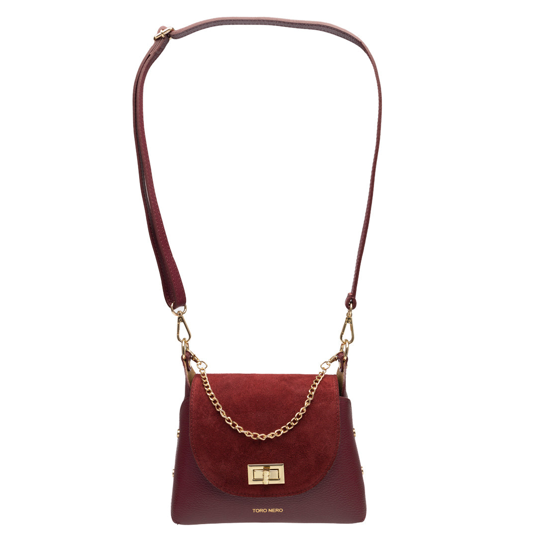 Damenhandtasche aus Naturwildleder, Bordeaux Raisa