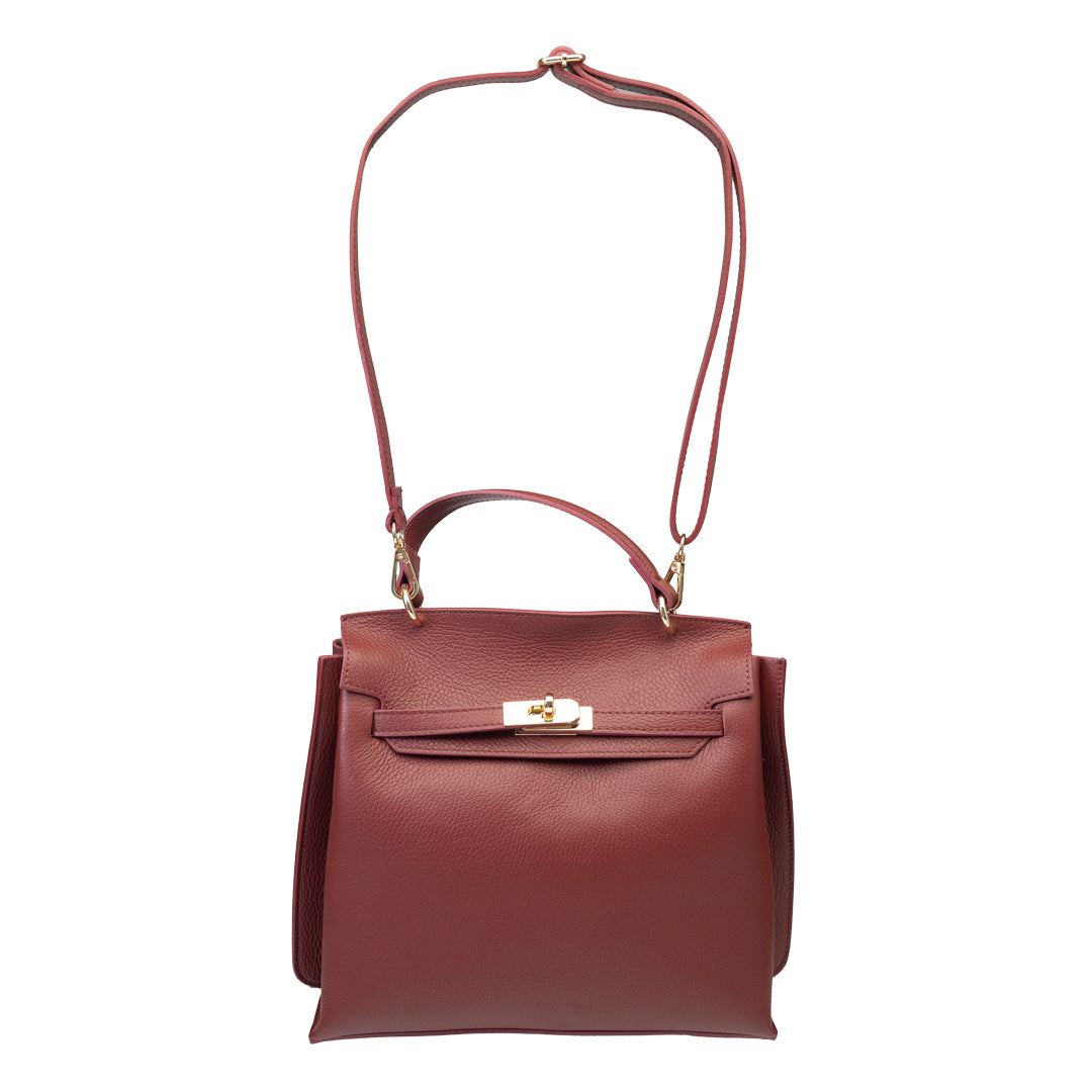 Borsa da donna in vera pelle bordeaux Raluca