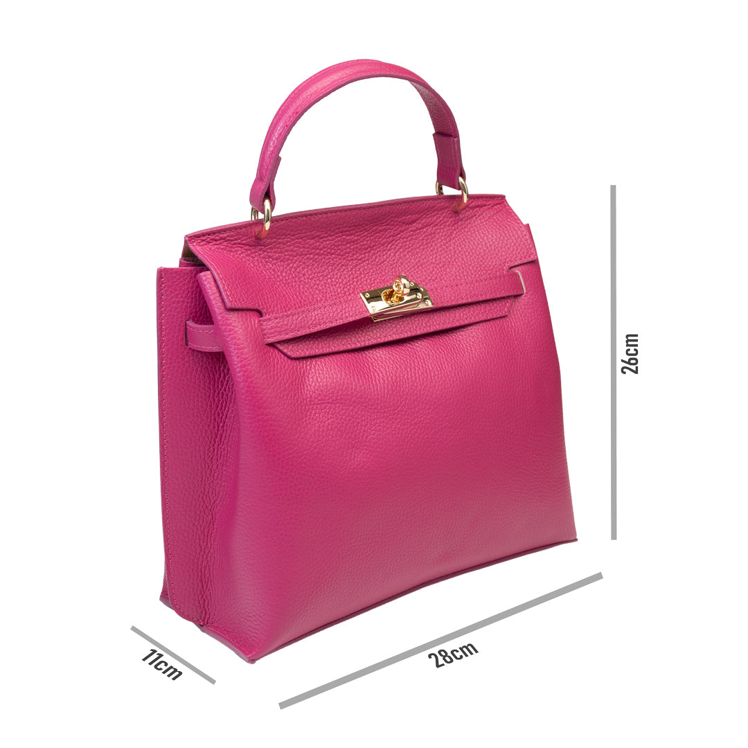 Borsa da donna in vera pelle fucsia Raluca