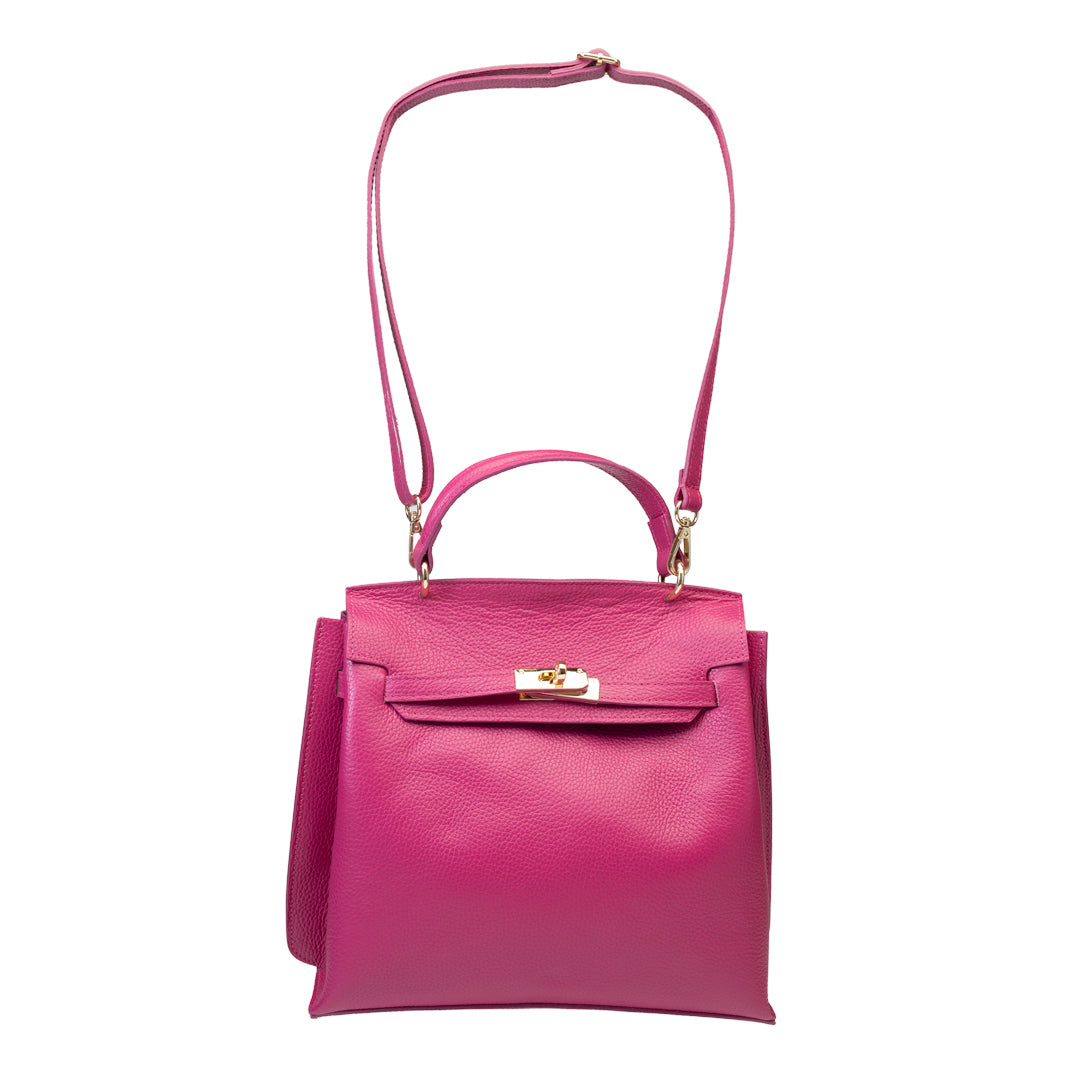 Borsa da donna in vera pelle fucsia Raluca