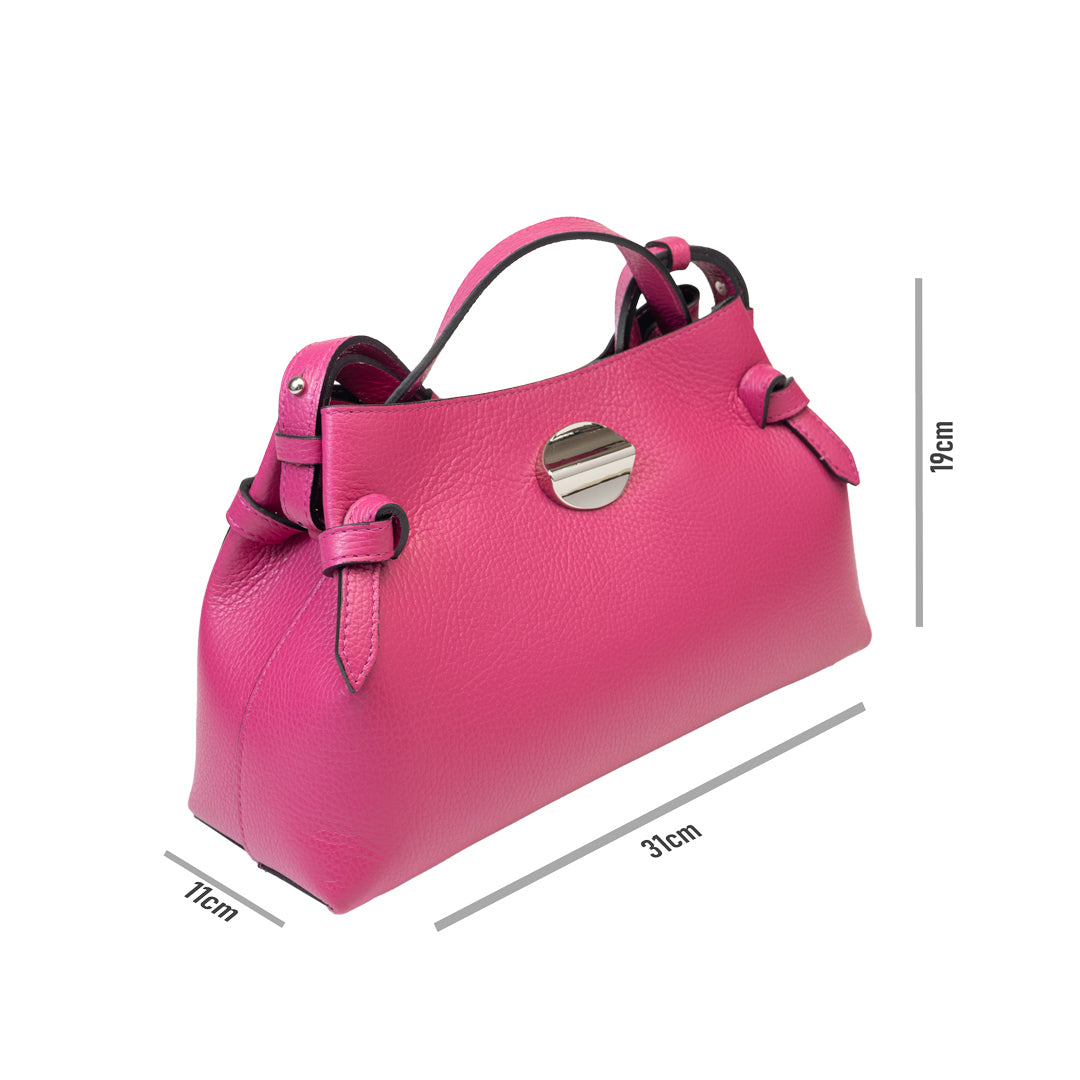 Borsa da donna in vera pelle fucsia Tania