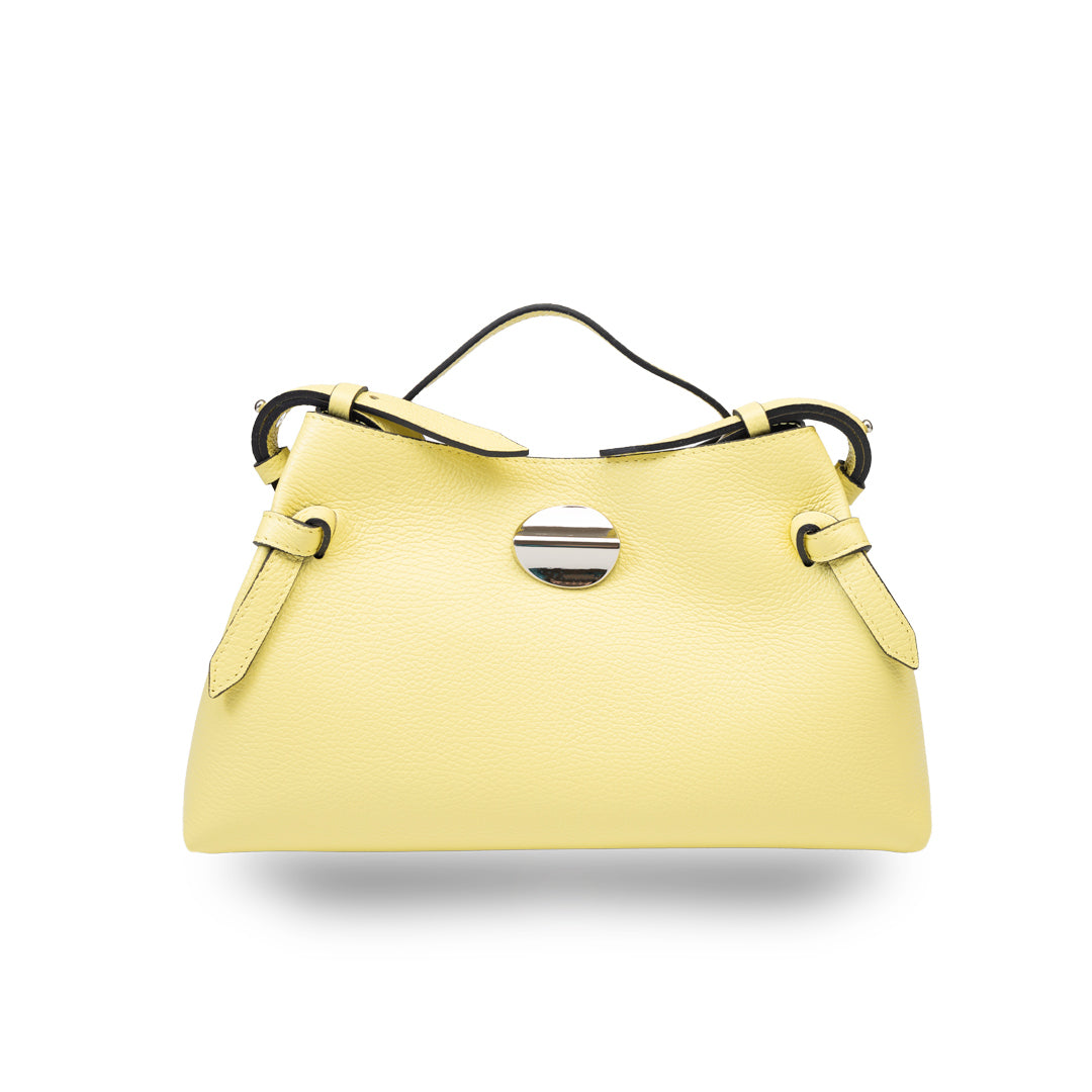 Borsa da donna in vera pelle color giallo limone Tania