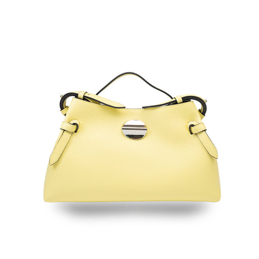 Borsa da donna in vera pelle color giallo limone Tania