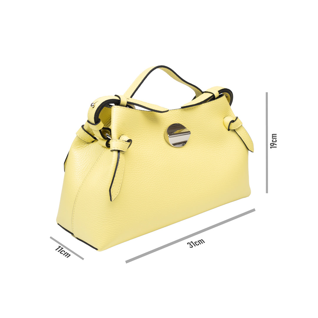 Borsa da donna in vera pelle color giallo limone Tania