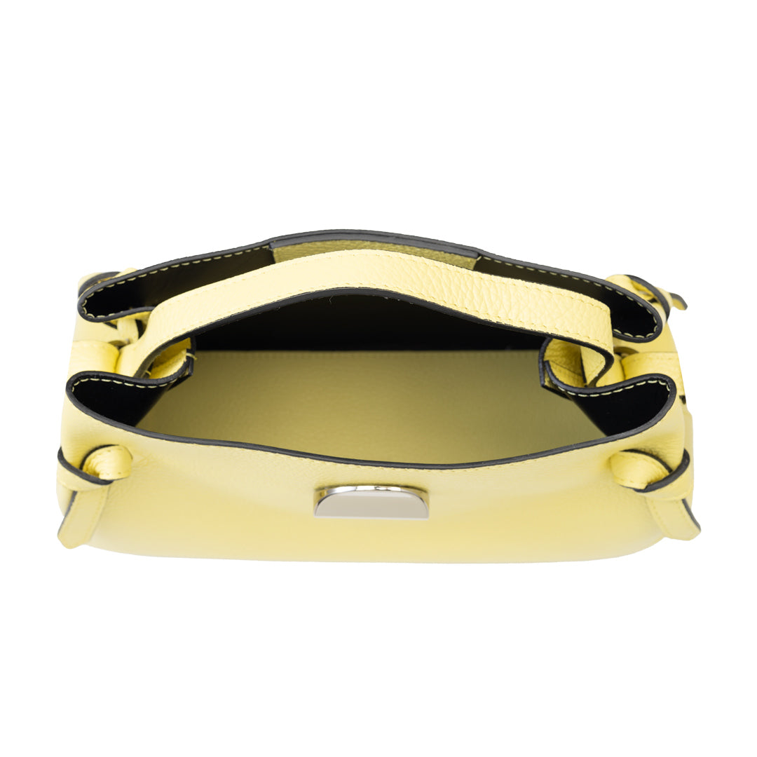 Borsa da donna in vera pelle color giallo limone Tania
