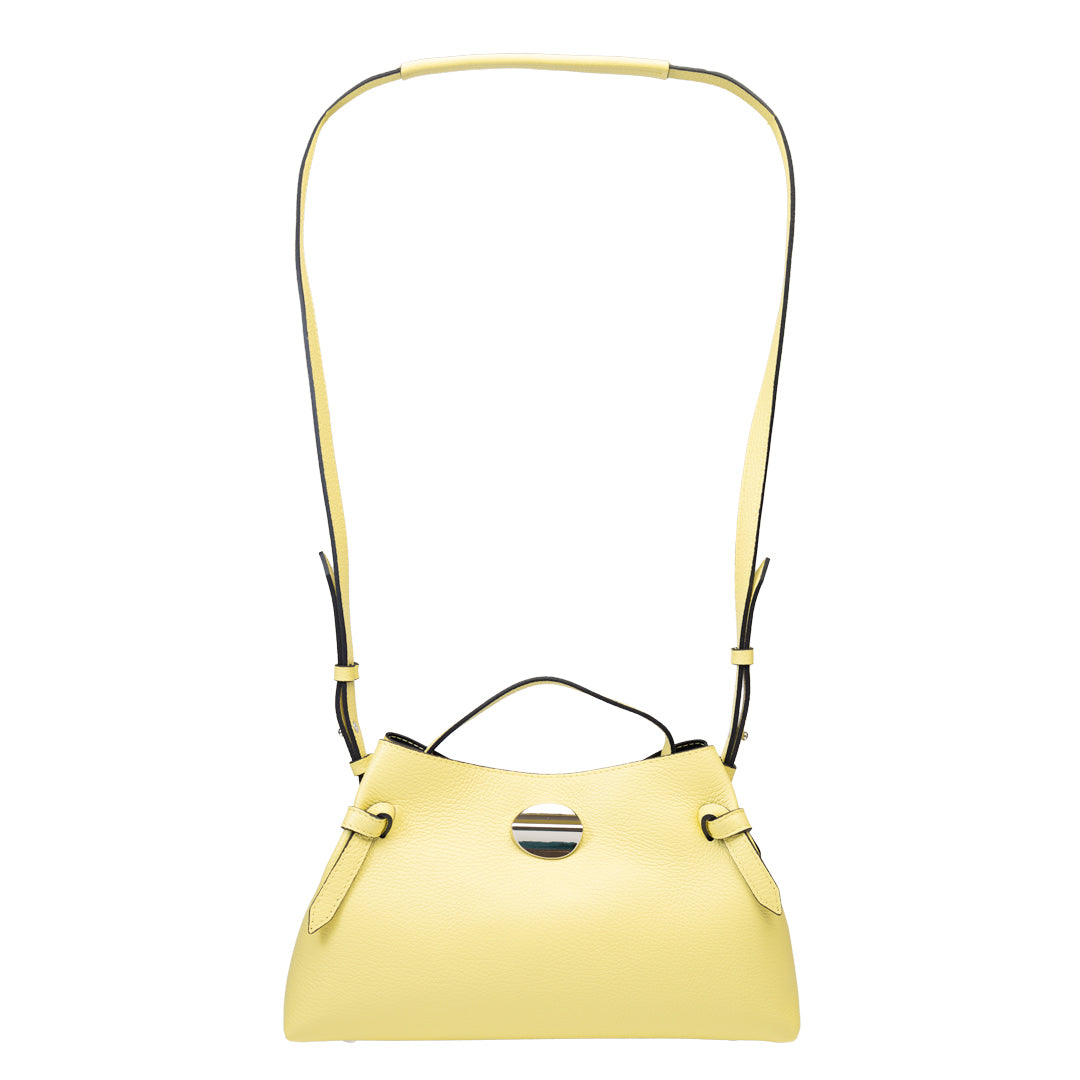 Borsa da donna in vera pelle color giallo limone Tania