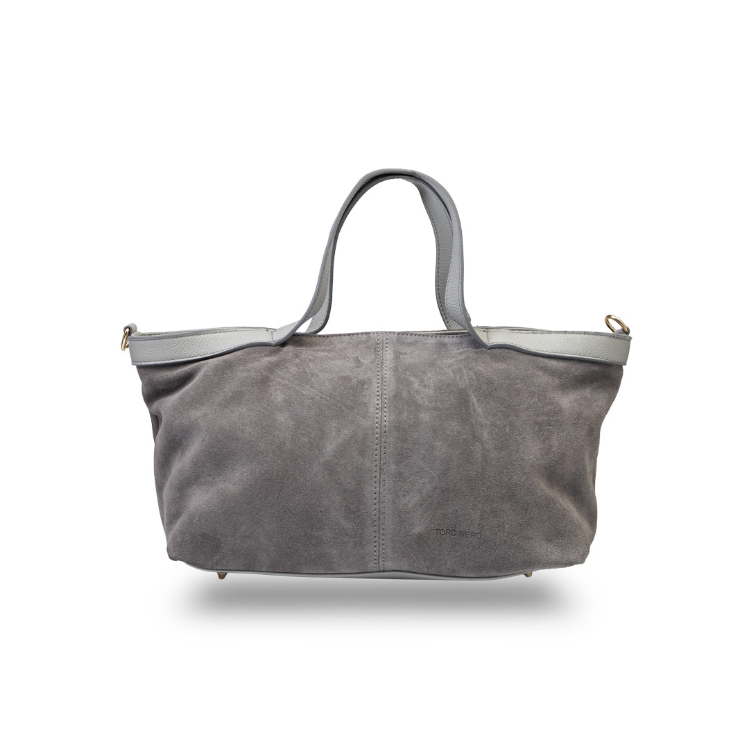 Borsa da donna in pelle scamosciata naturale grigia Bianca