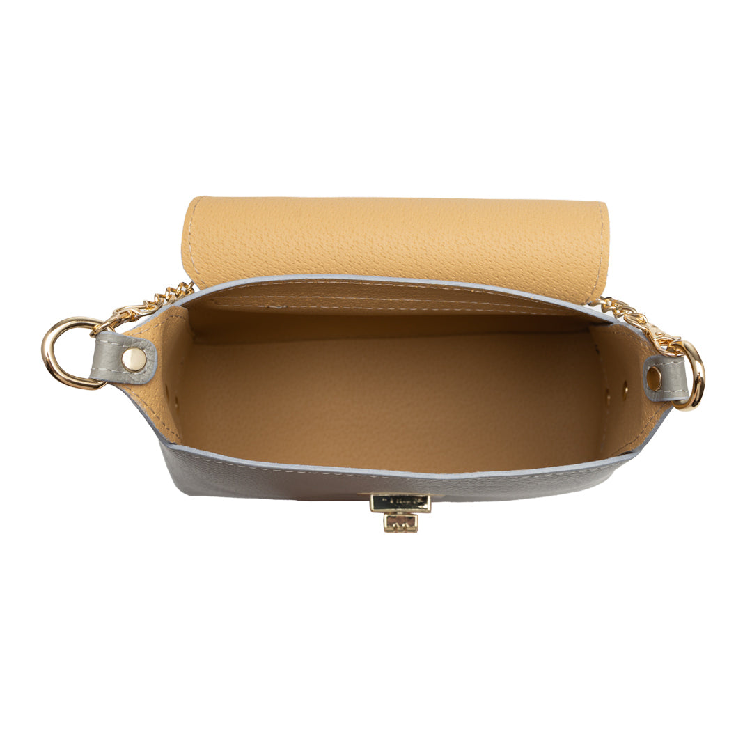 Borsa da donna in pelle scamosciata naturale, grigia Raisa