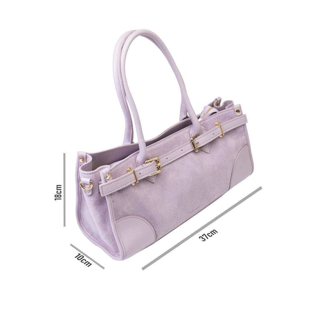 Borsa da donna in vera pelle lilla Evelin
