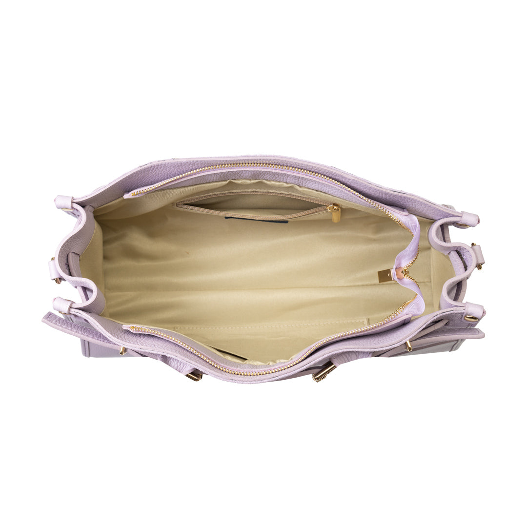 Borsa da donna in vera pelle lilla Evelin