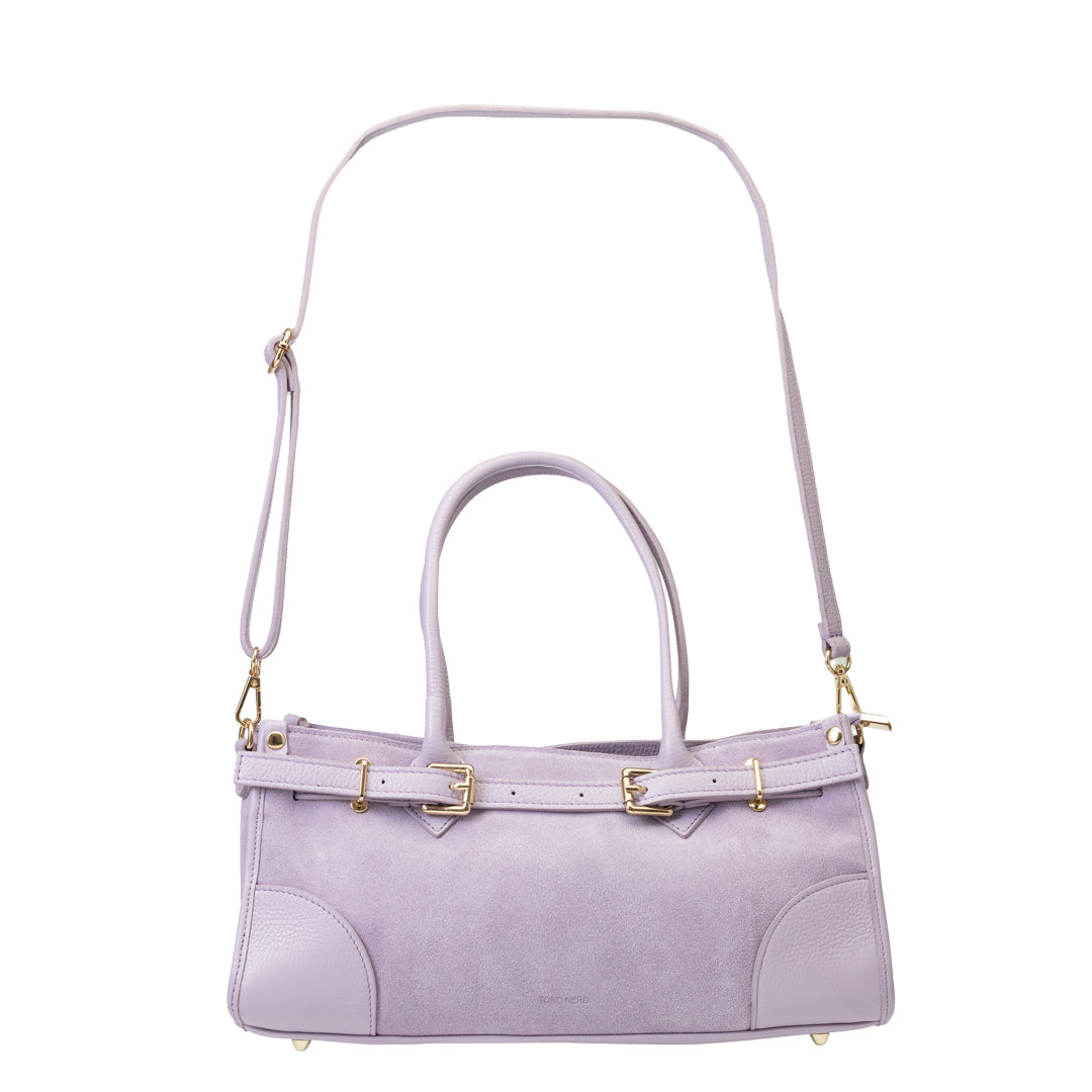 Borsa da donna in vera pelle lilla Evelin