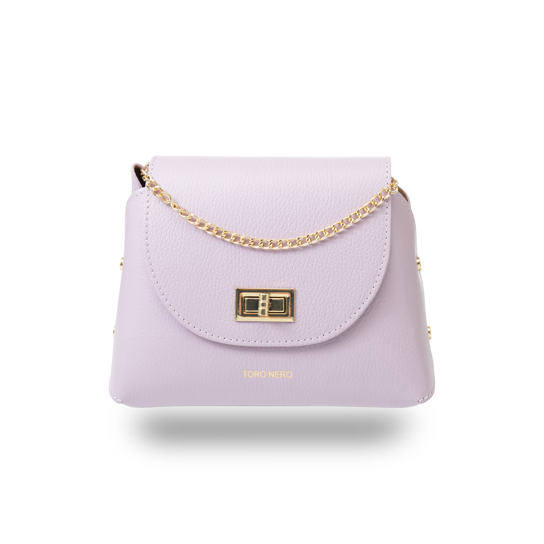 Borsa da donna in vera pelle lilla Raisa