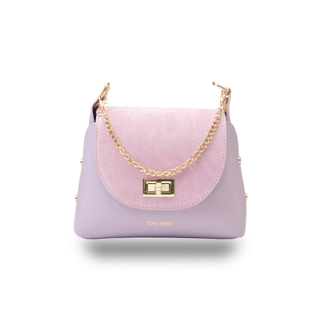 Borsa da donna in pelle scamosciata naturale, lilla Raisa