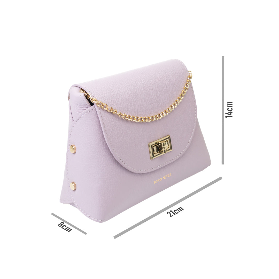Borsa da donna in vera pelle lilla Raisa