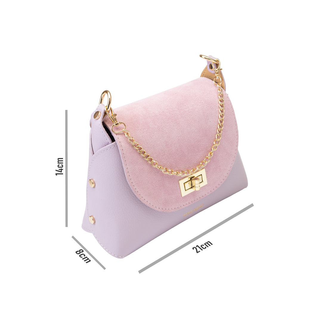 Borsa da donna in pelle scamosciata naturale, lilla Raisa