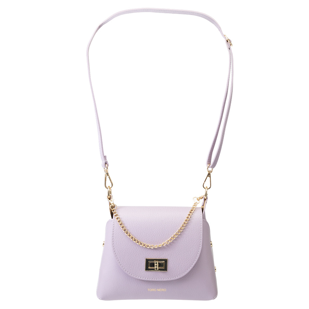 Borsa da donna in vera pelle lilla Raisa