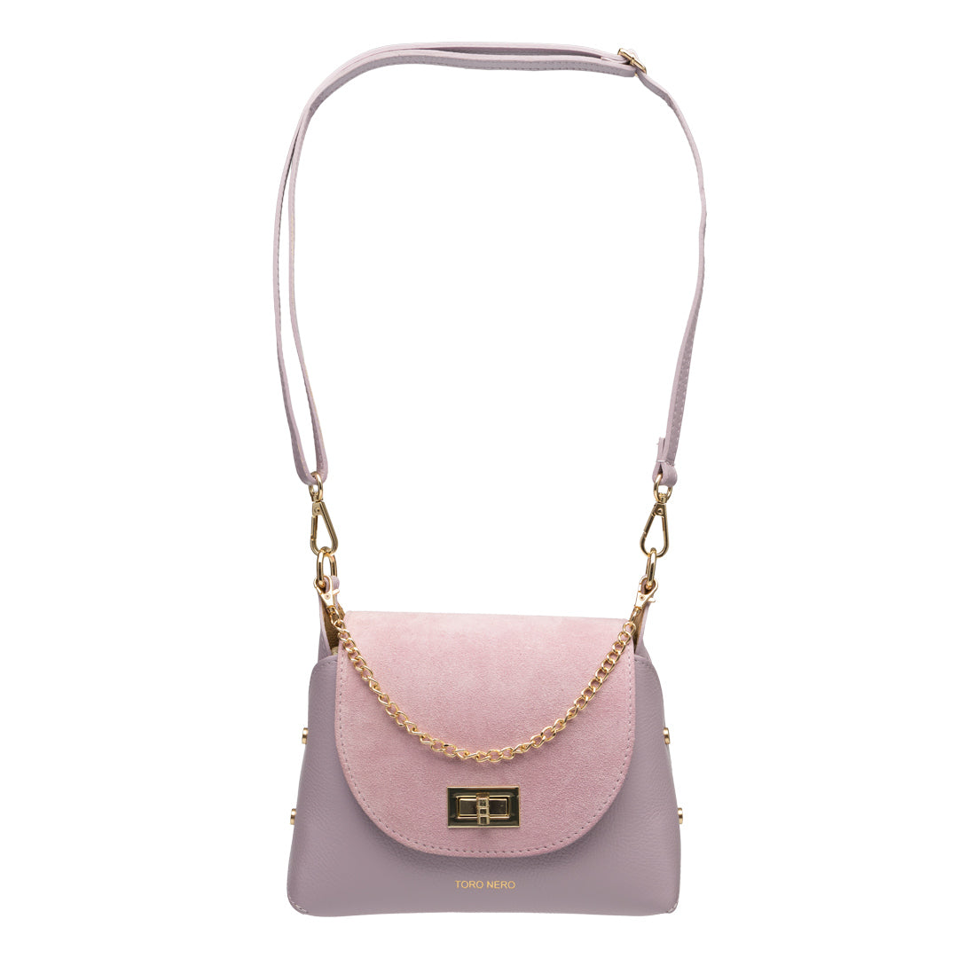 Borsa da donna in pelle scamosciata naturale, lilla Raisa