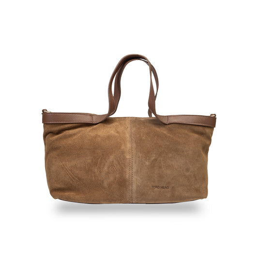 Borsa da donna in pelle scamosciata naturale marrone Bianca
