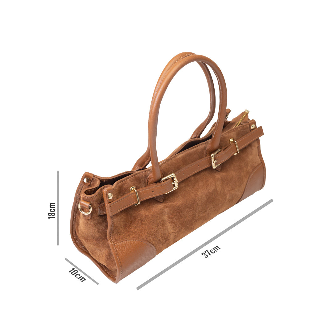 Borsa da donna in vera pelle marrone Evelin