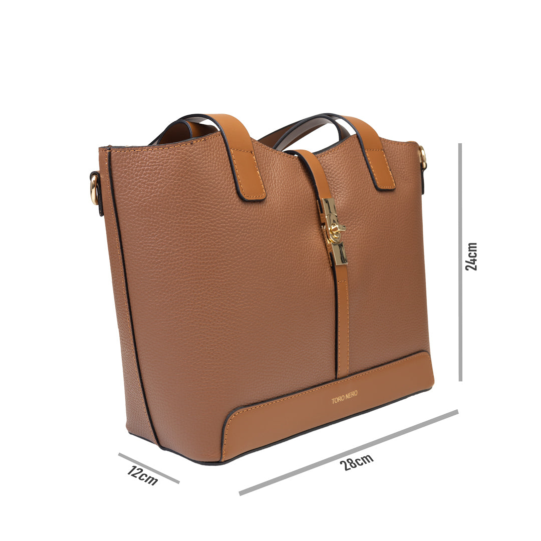 Borsa da donna in vera pelle marrone Sorina