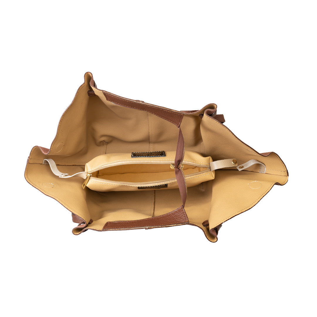 Borsa da donna in vera pelle color cuoio Alice