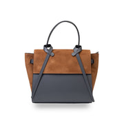 Borsa da donna in vera pelle grigio-marrone Erika