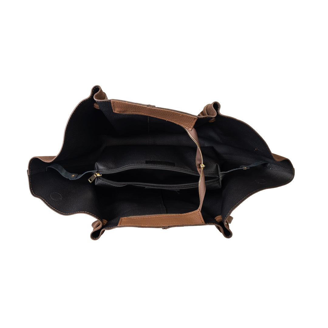 Borsa da donna in pelle naturale marrone scuro Alice