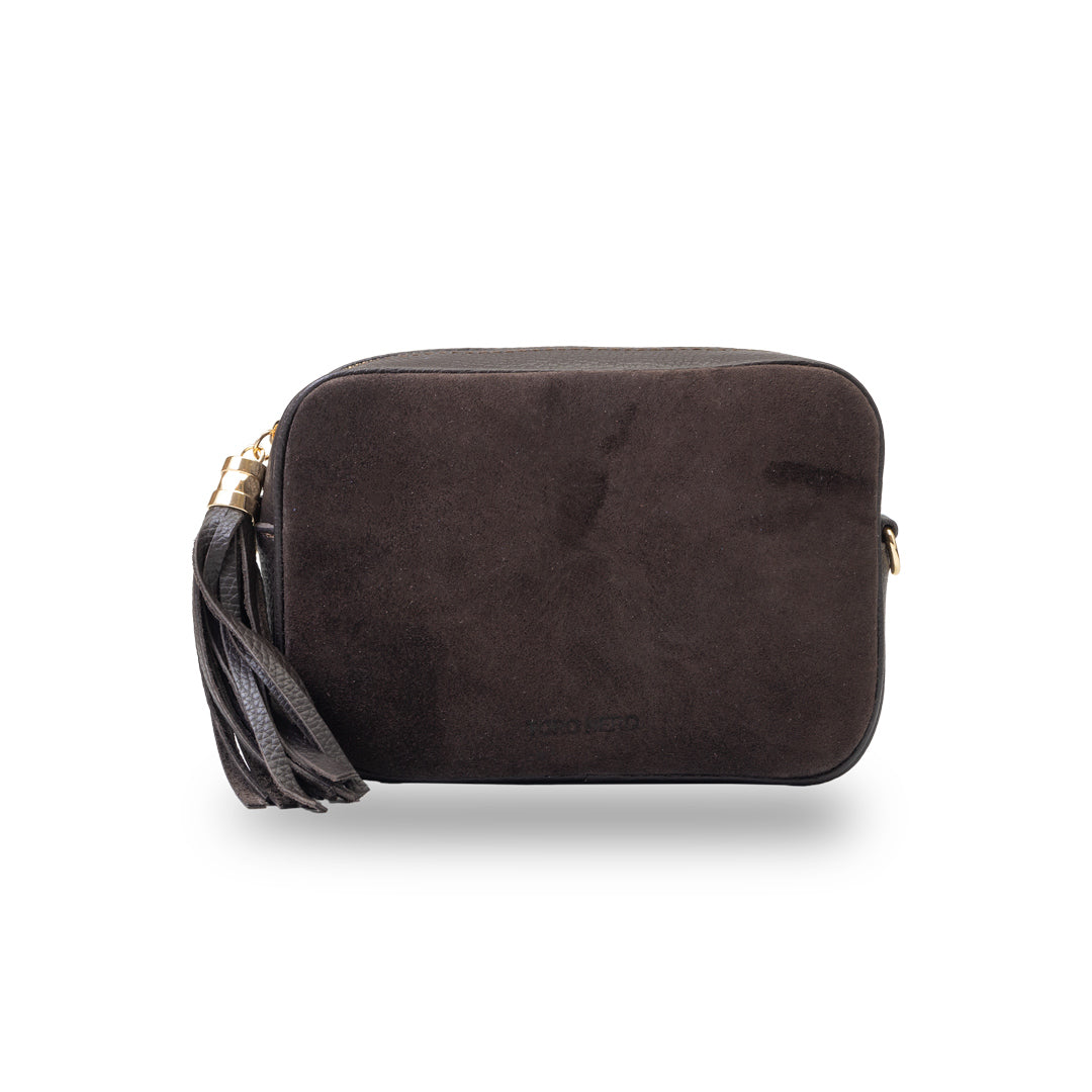 Borsa da donna in vera pelle marrone scuro Ancuta