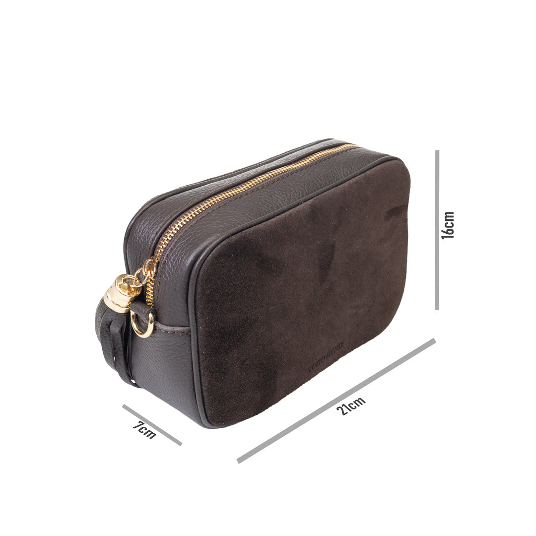 Borsa da donna in vera pelle marrone scuro Ancuta