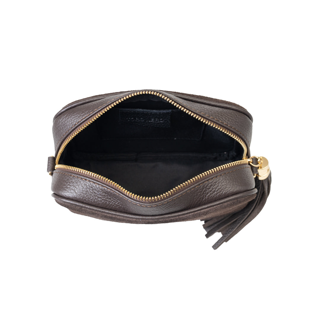 Borsa da donna in vera pelle marrone scuro Ancuta