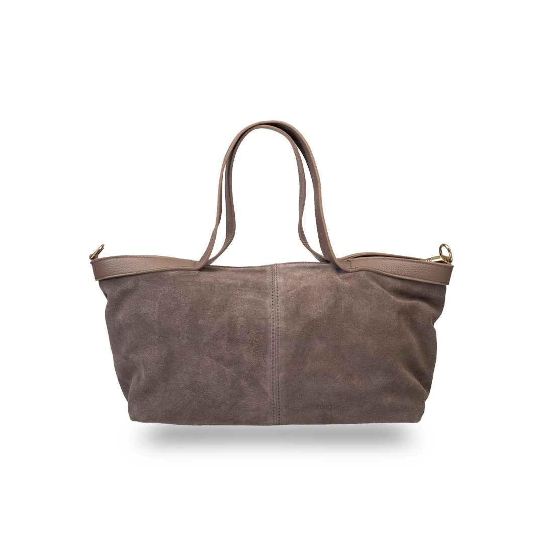 Borsa da donna in pelle scamosciata naturale marrone scuro Bianca