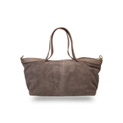 Borsa da donna in pelle scamosciata naturale marrone scuro Bianca