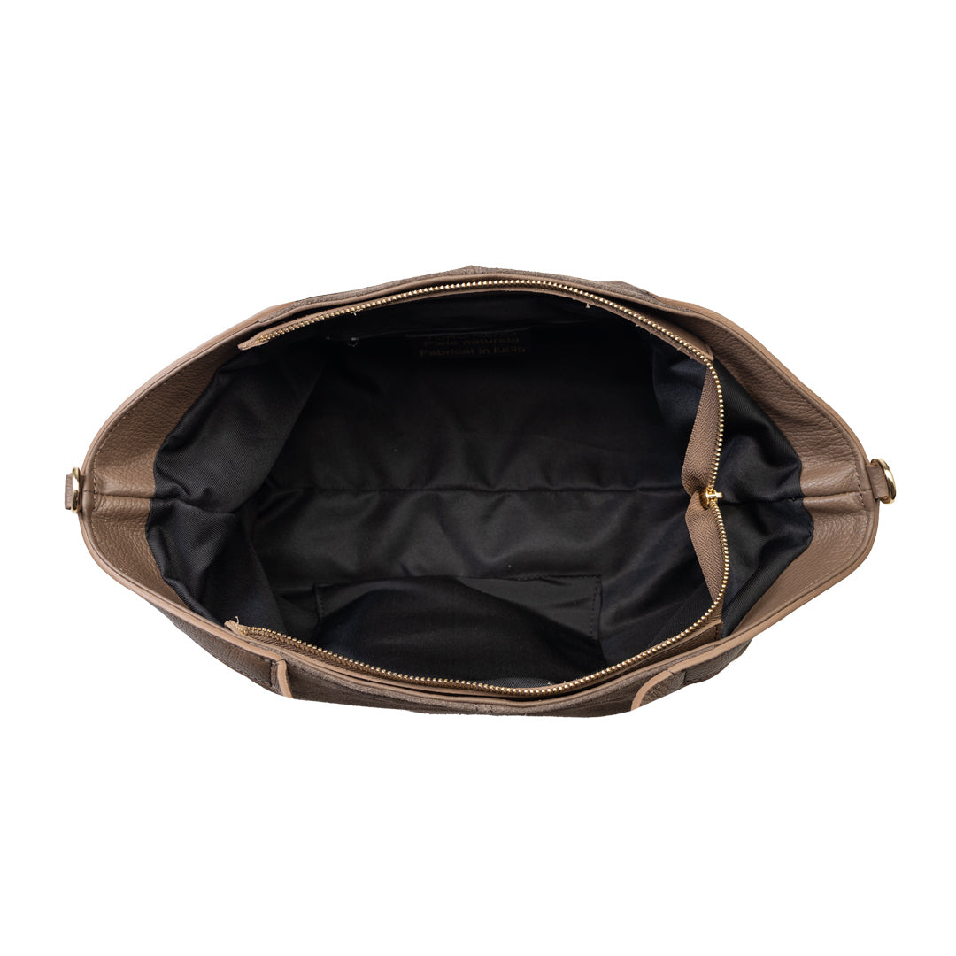 Borsa da donna in pelle scamosciata naturale marrone scuro Bianca