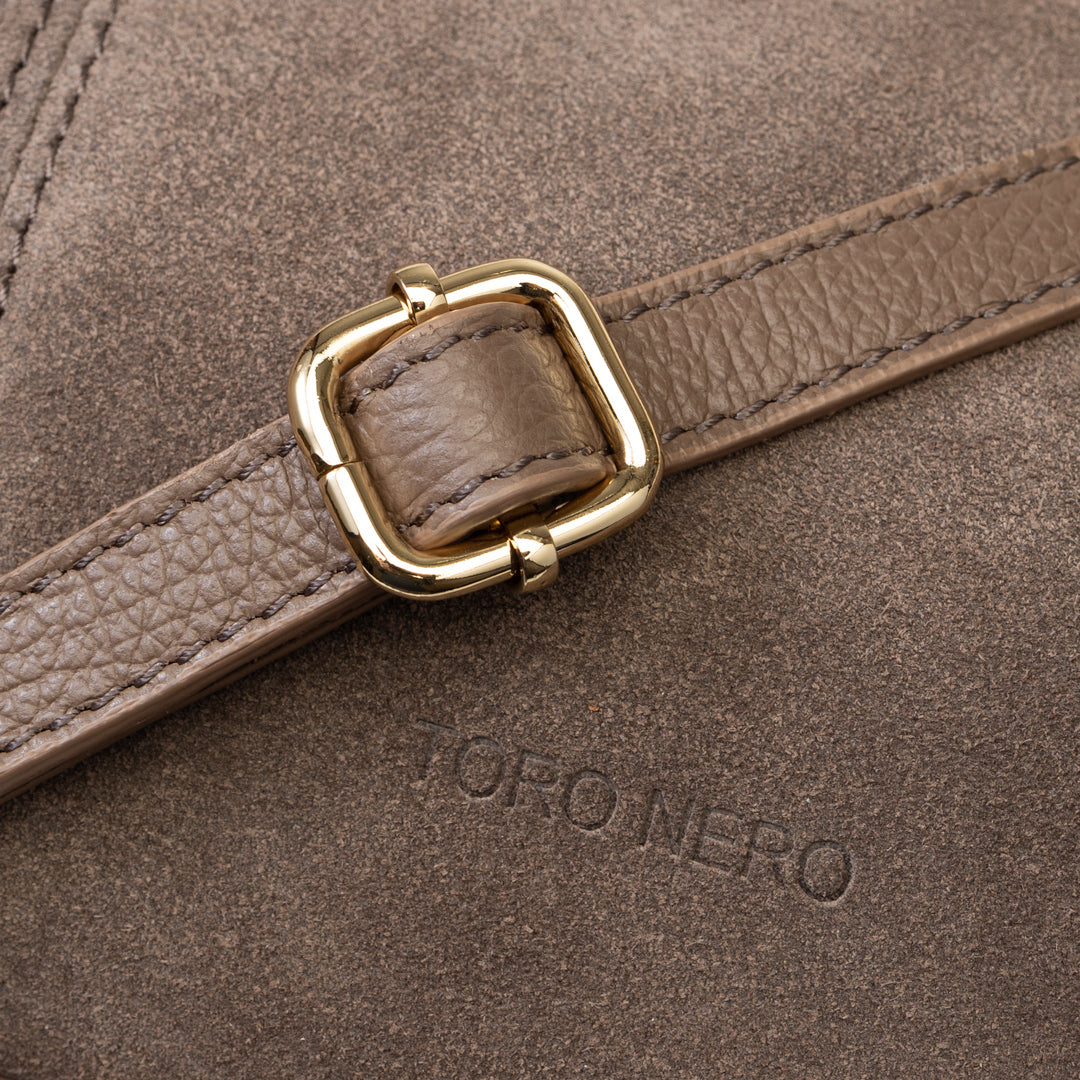 Borsa da donna in pelle scamosciata naturale marrone scuro Bianca