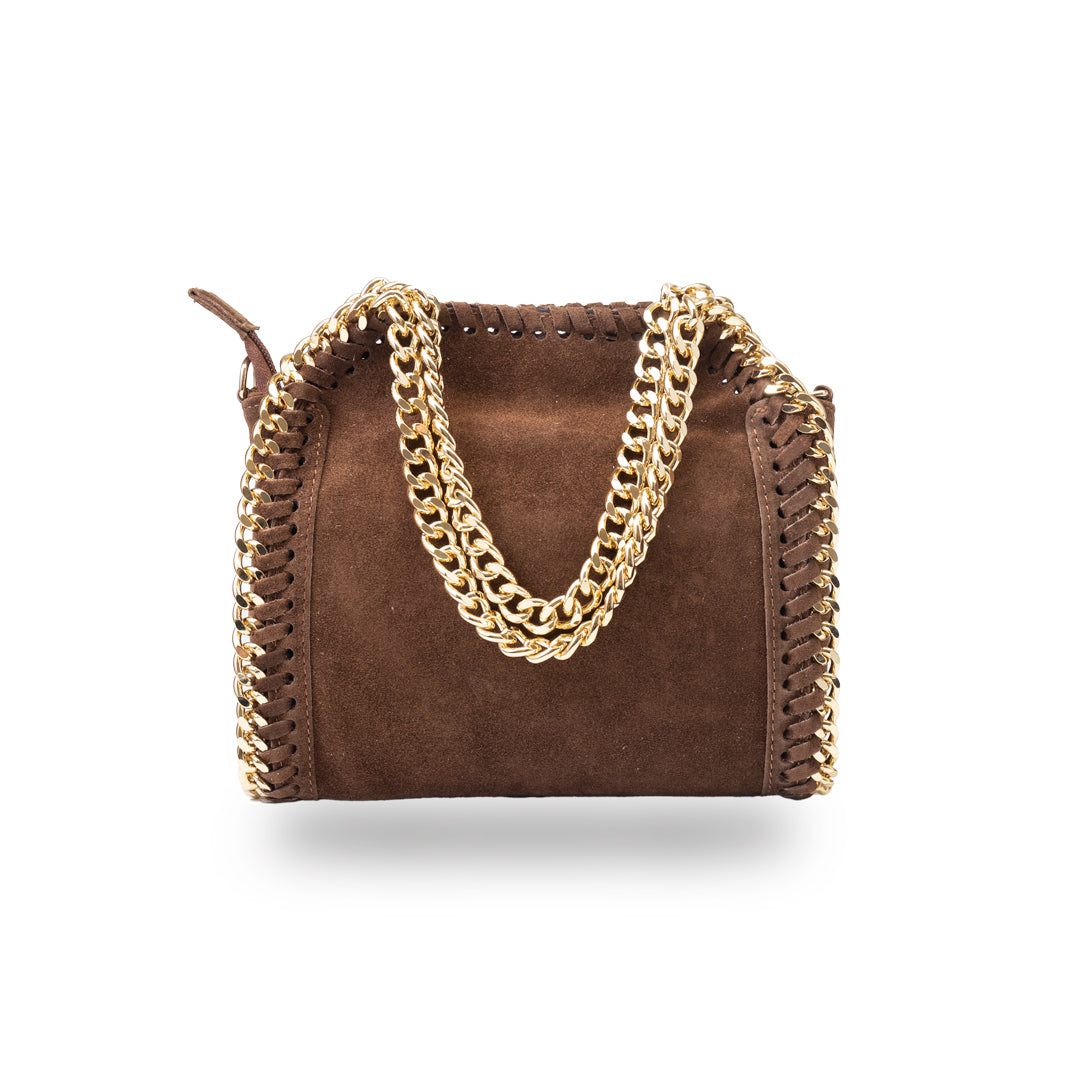 Borsa da donna in vera pelle marrone scuro Ilona
