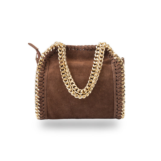 Borsa da donna in vera pelle marrone scuro Ilona
