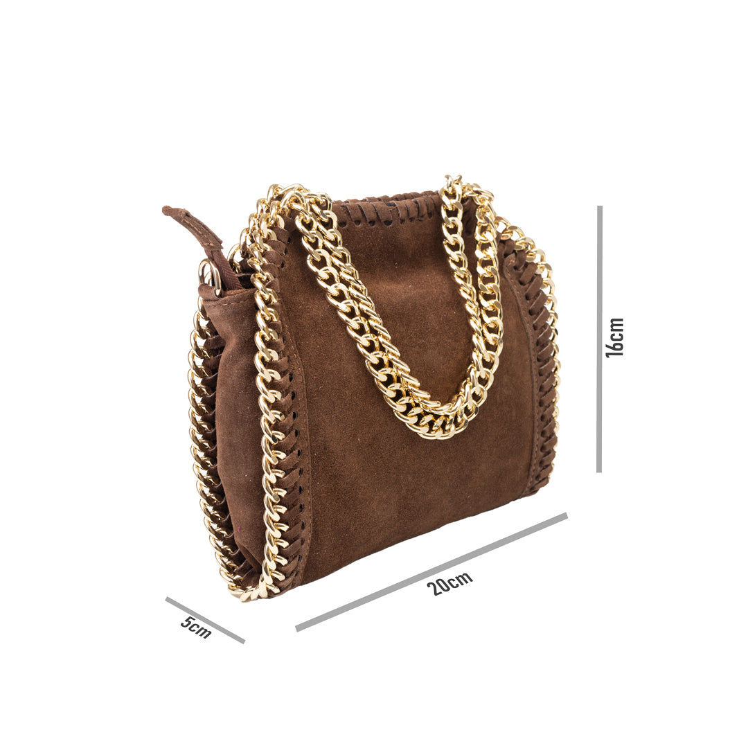 Borsa da donna in vera pelle marrone scuro Ilona