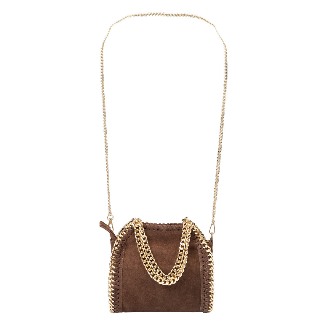 Borsa da donna in vera pelle marrone scuro Ilona